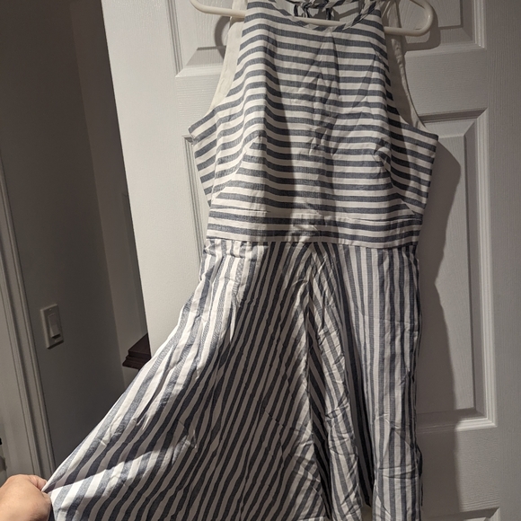 NWNT Eliza J Grey Stripe Tassel Dress - Picture 2 of 7